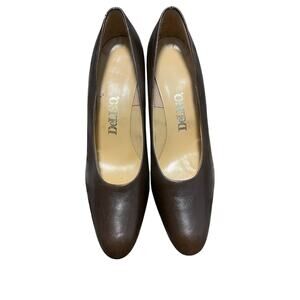 Vintage Palter DeLiso Brown Leather Pumps Heels Women's Size 7.5 NARROW